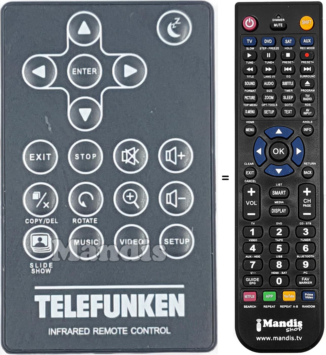 Comandos à distância equivalente Telefunken DPF10333