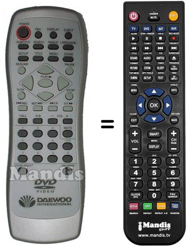 Comandos à distância equivalente Daewoo REMCON799