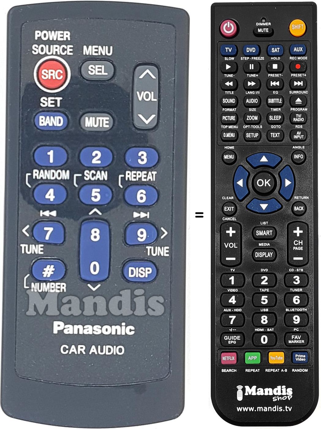 Comandos à distância equivalente Panasonic EUR7641010