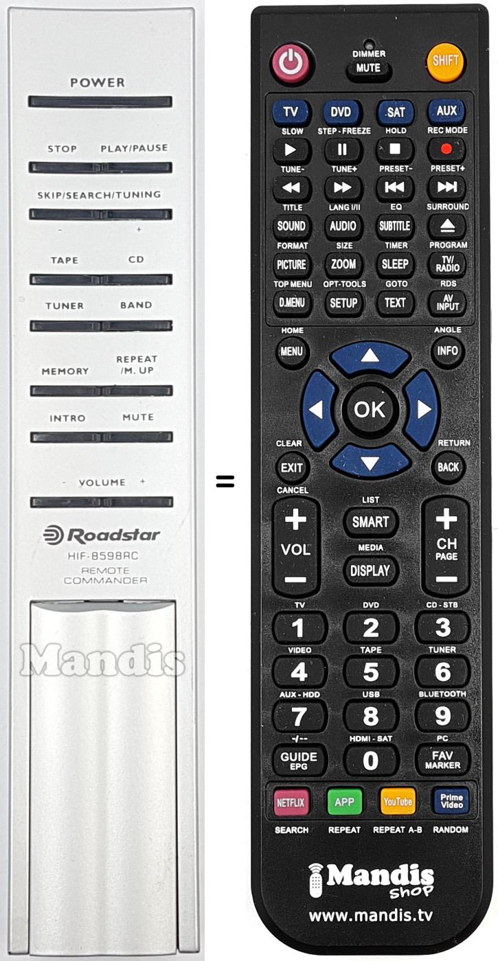 Comandos à distância equivalente HIF-8598RC