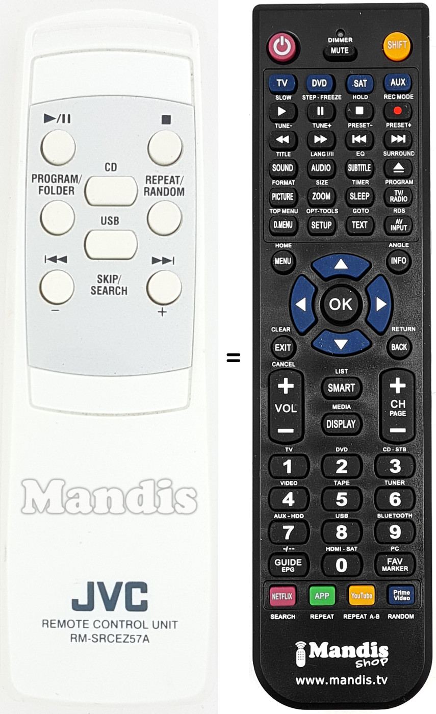 Comandos à distância equivalente JVC RM-SRCEZ57A