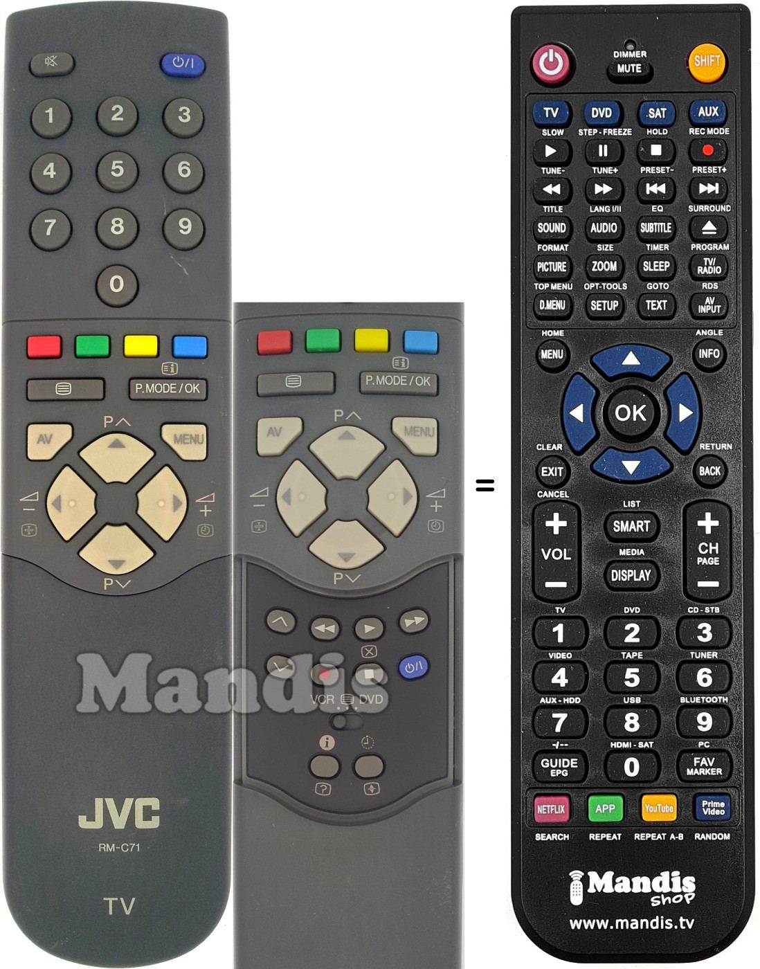 Comandos à distância equivalente JVC RM-C 71