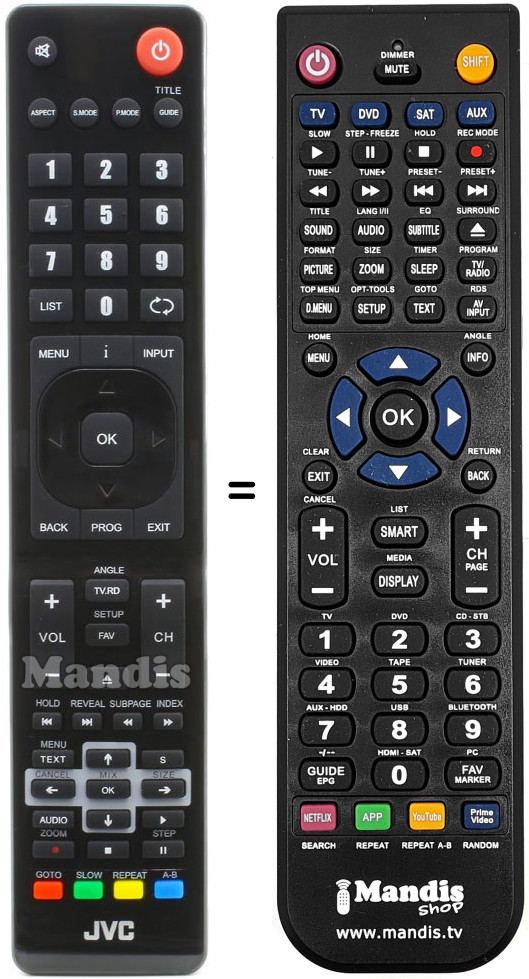 Comandos à distância equivalente JVC RM-C3174