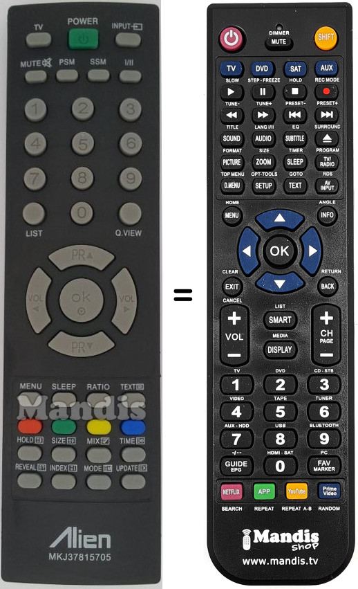 Comandos à distância equivalente LG MKJ37815705
