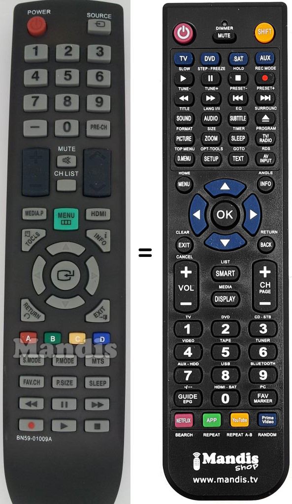 Comandos à distância equivalente Samsung BN59-01009A
