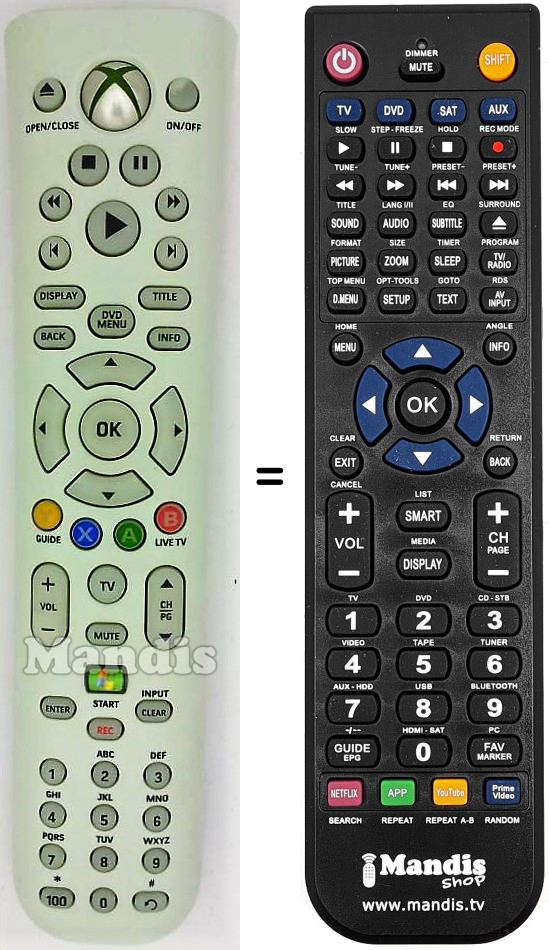 Comandos à distância equivalente XBOX360-Universal