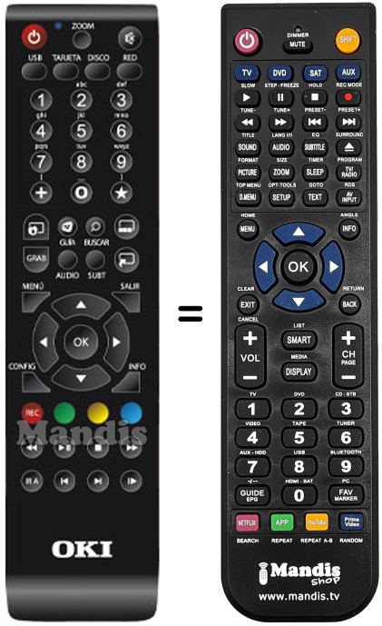 Comandos à distância equivalente Oki Media Tank 1G