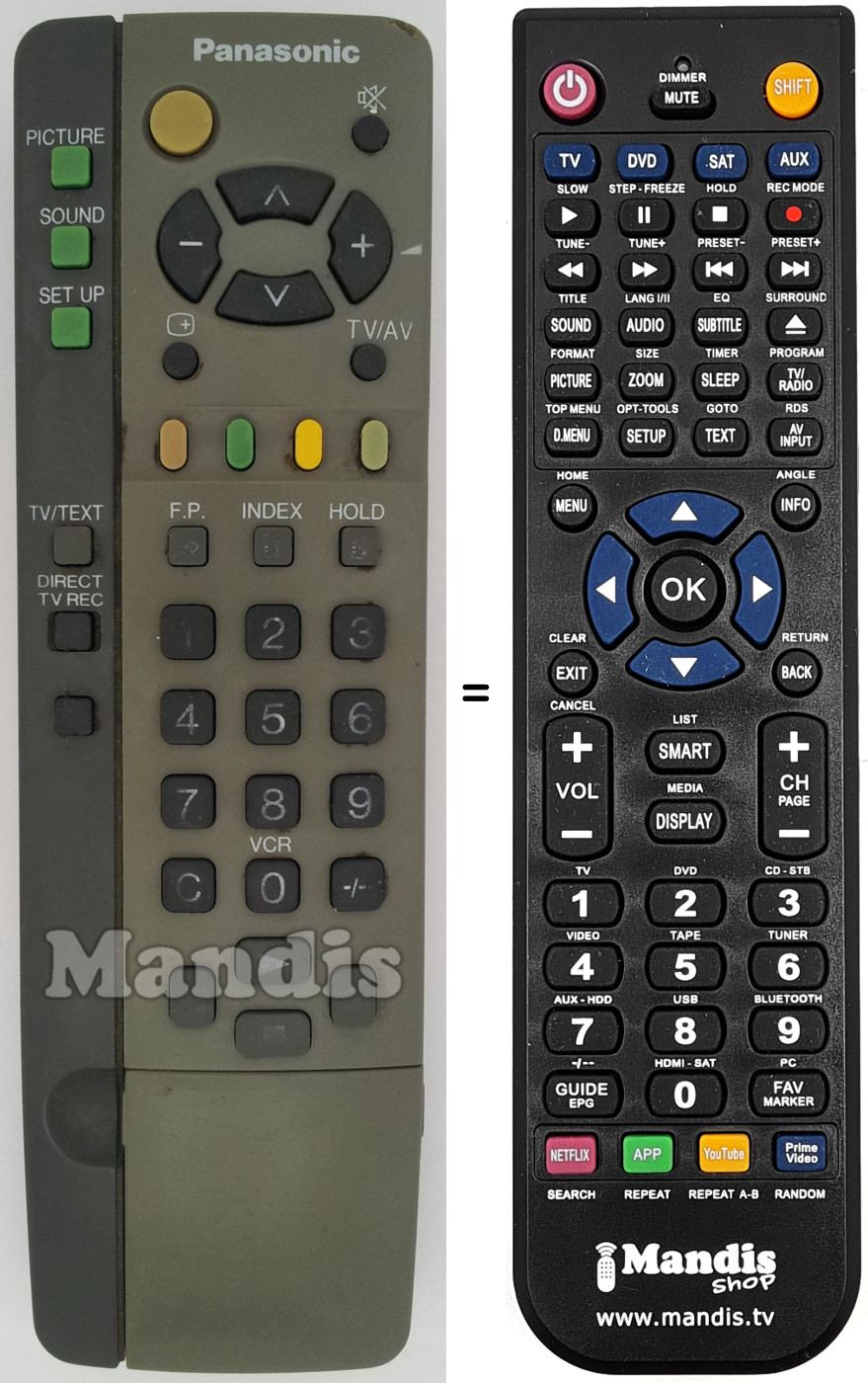 Comandos à distância equivalente Panasonic EUR 511200