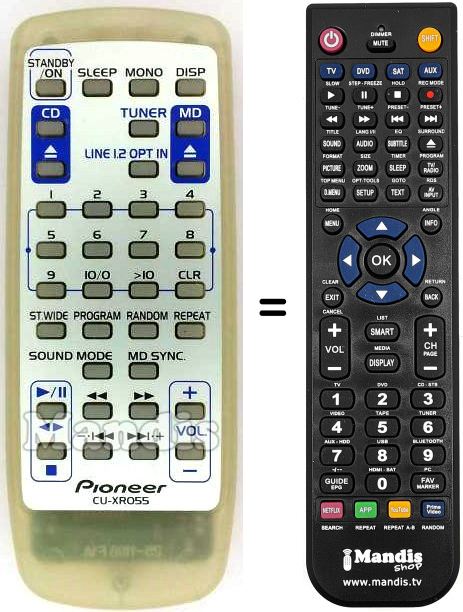 Comandos à distância equivalente Pioneer CU-XR055