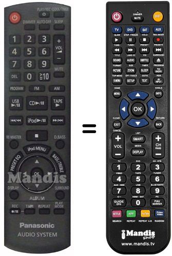 Comandos à distância equivalente Panasonic N2QAYB000388