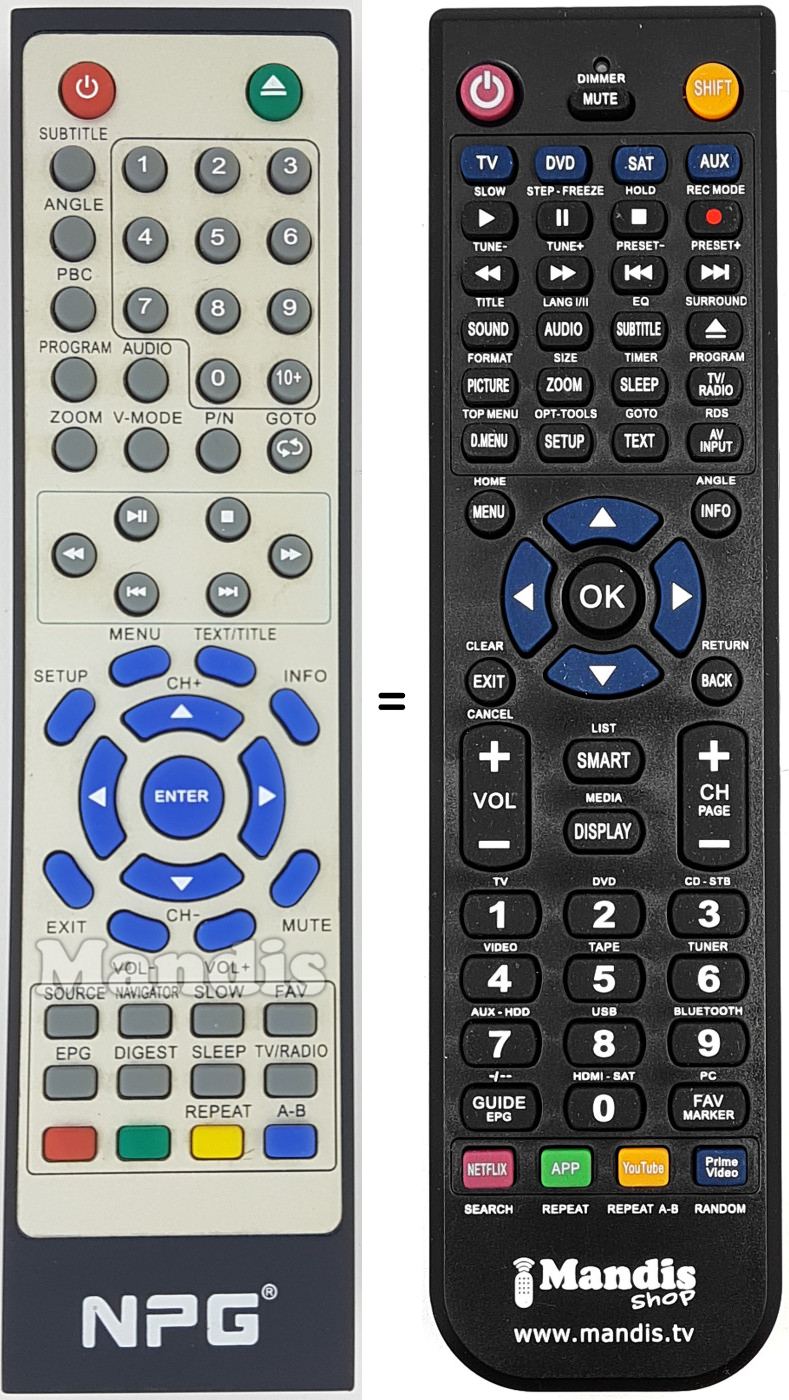 Comandos &agrave; dist&acirc;ncia equivalente REMCON1644
