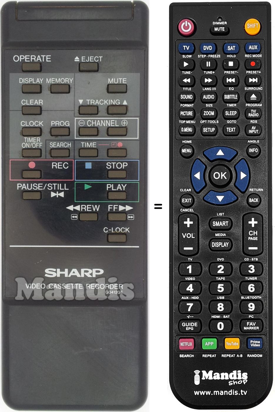 Comandos à distância equivalente Sharp G0412GE