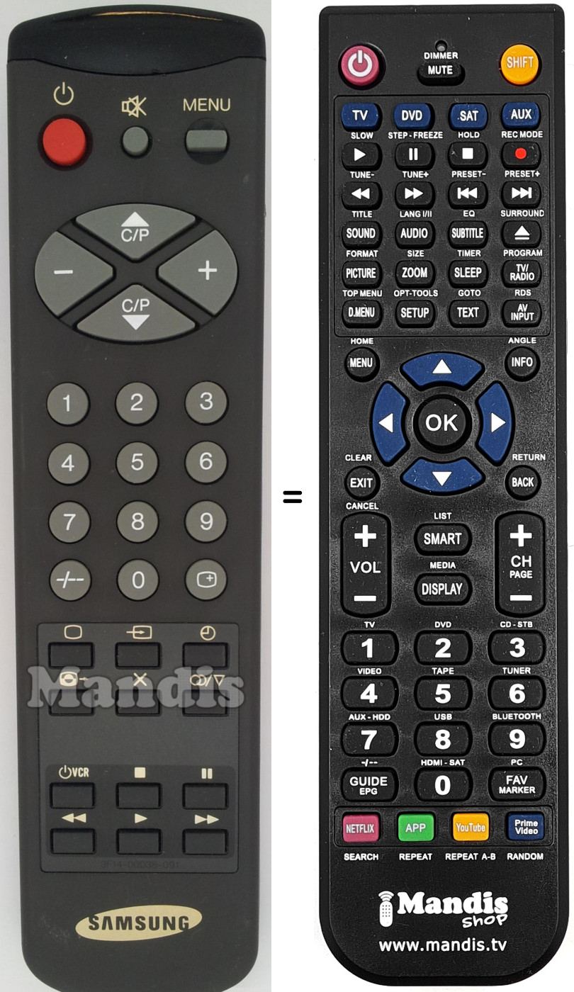 Comandos à distância equivalente Samsung 3 F 14-00038-091