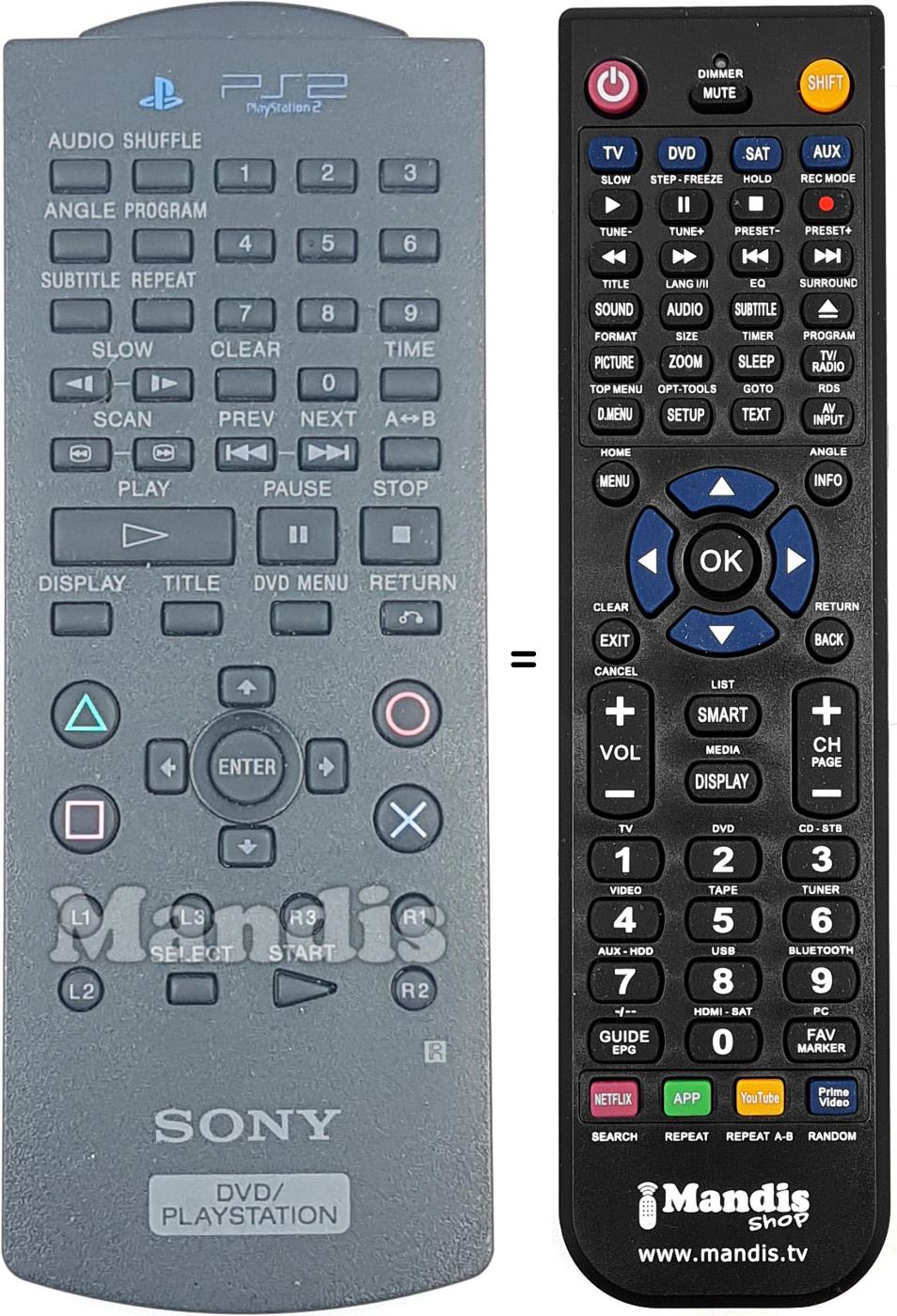 Comandos à distância equivalente Sony SCPH-10150