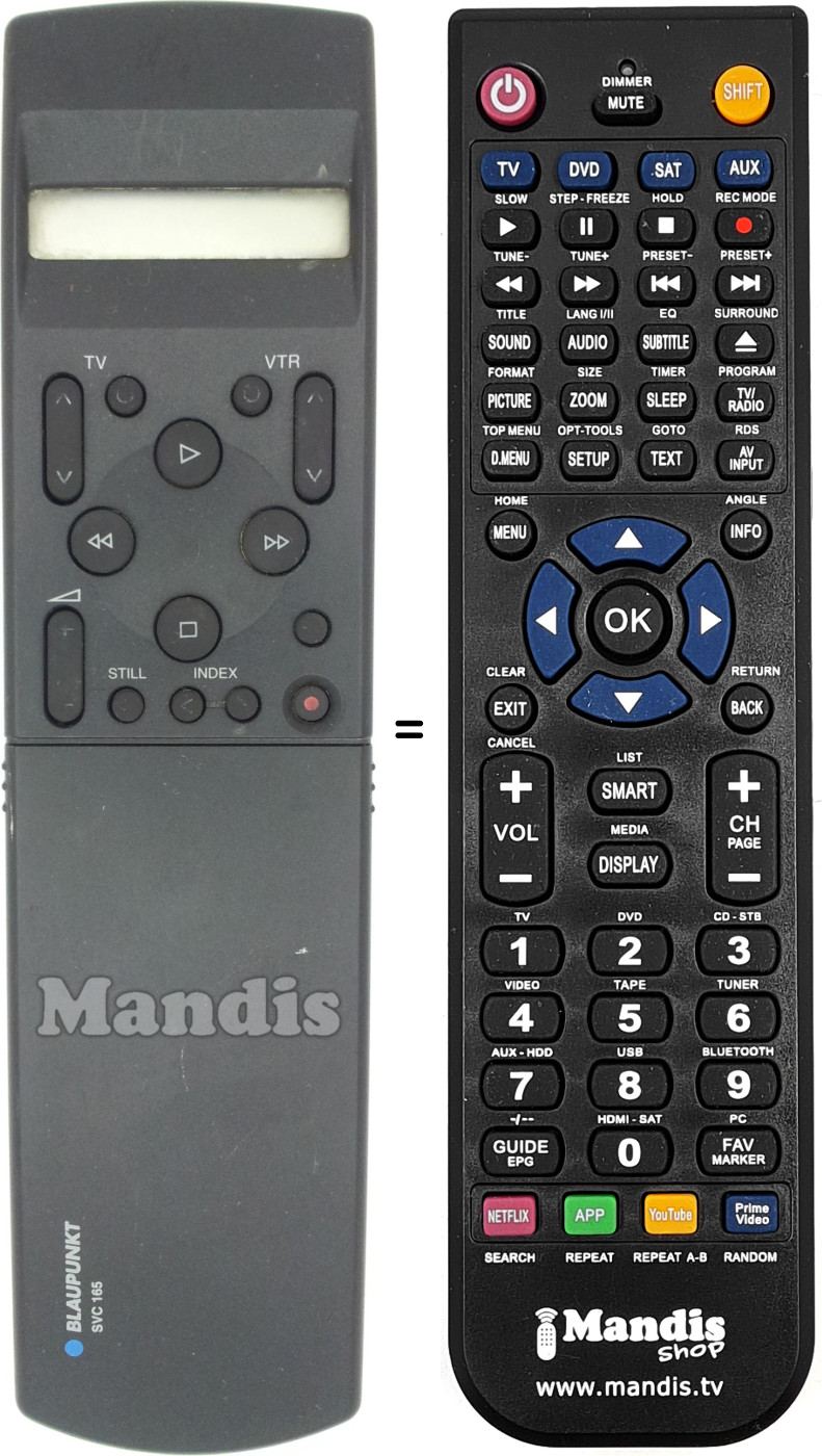 Comandos à distância equivalente SVC-165