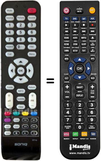 Comandos &agrave; dist&acirc;ncia equivalente SONIQ QT115