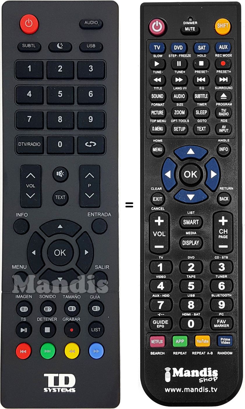 Comandos à distância equivalente TD Systems K50DLM8F