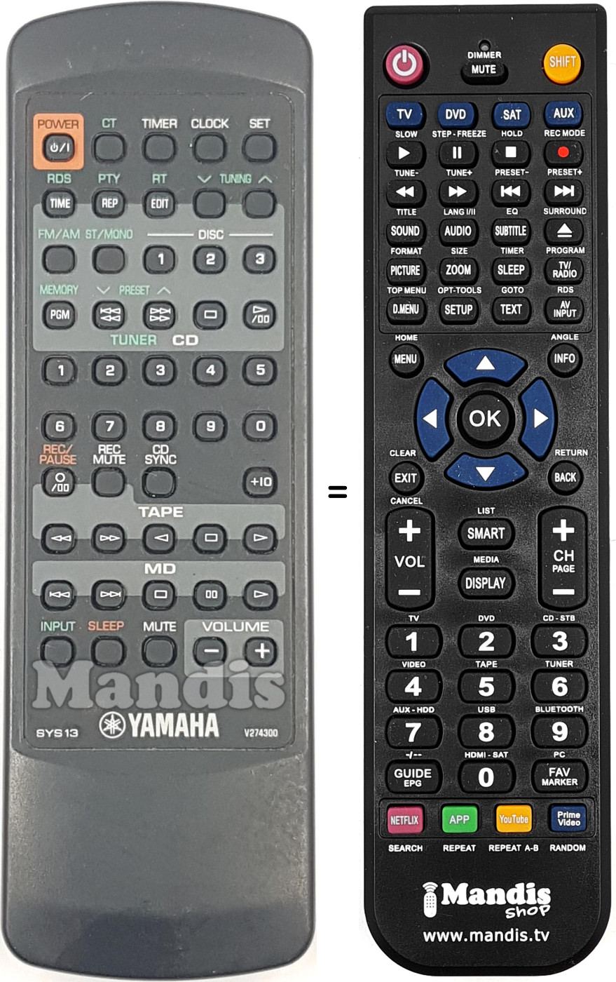 Comandos à distância equivalente V274300