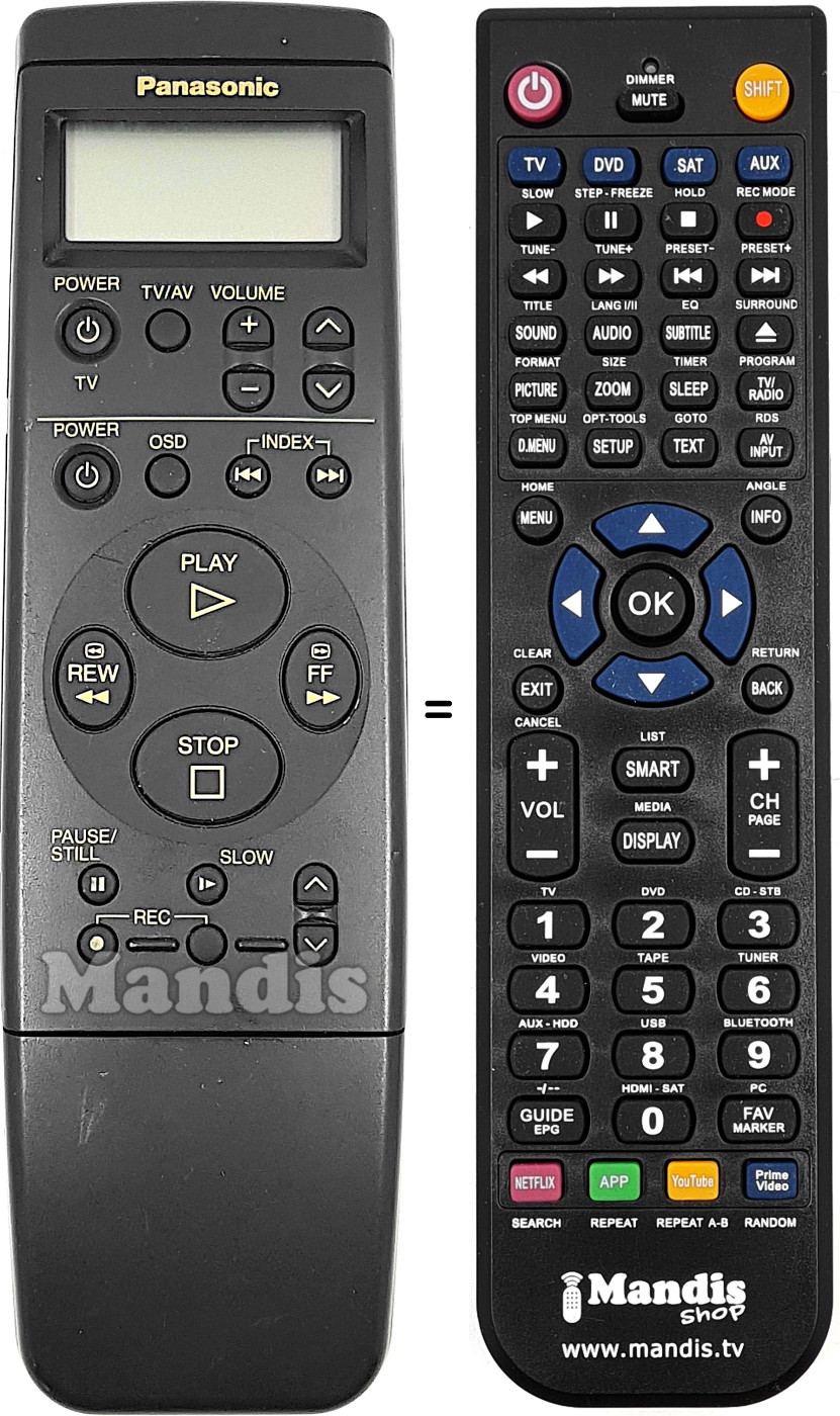 Comandos à distância equivalente Panasonic VEQ1873