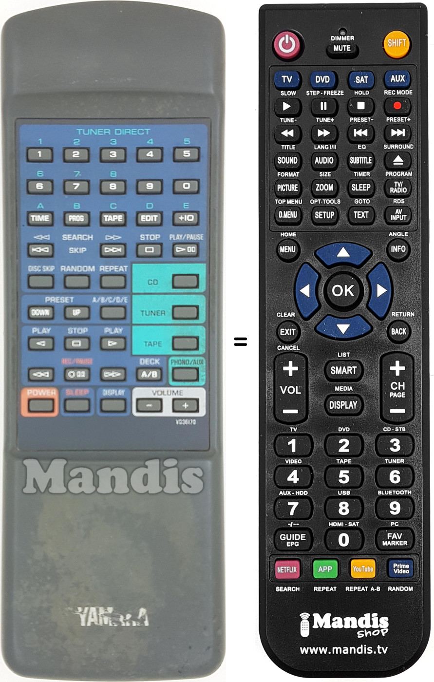 Comandos à distância equivalente Yamaha VQ361700