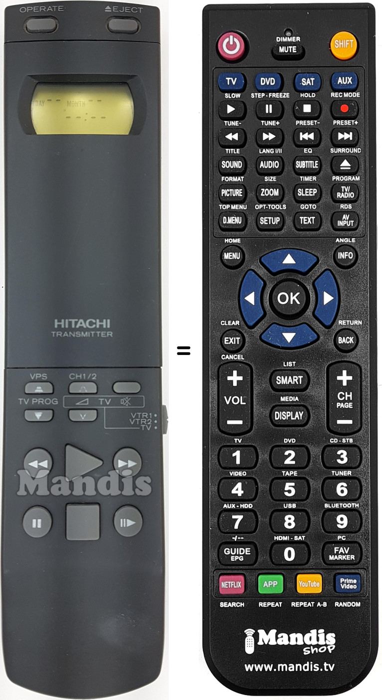Comandos à distância equivalente VT-RM253E