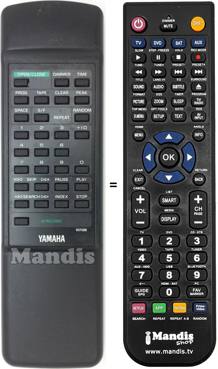 Comandos à distância equivalente Yamaha VU713300