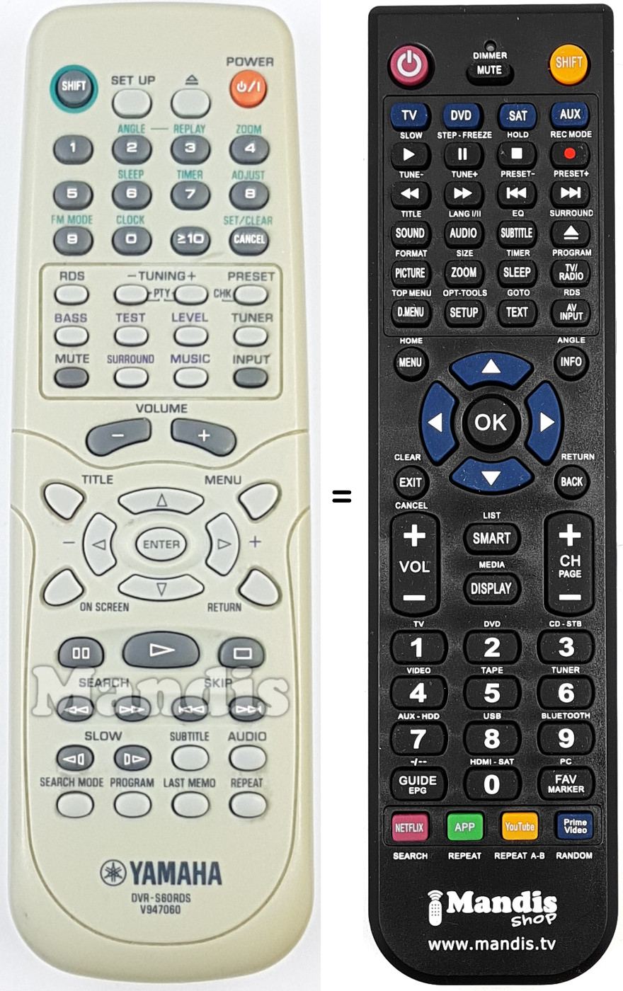 Comandos à distância equivalente Yamaha V 947060