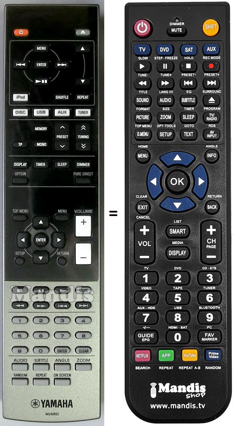 Comandos à distância equivalente Yamaha MCR-840