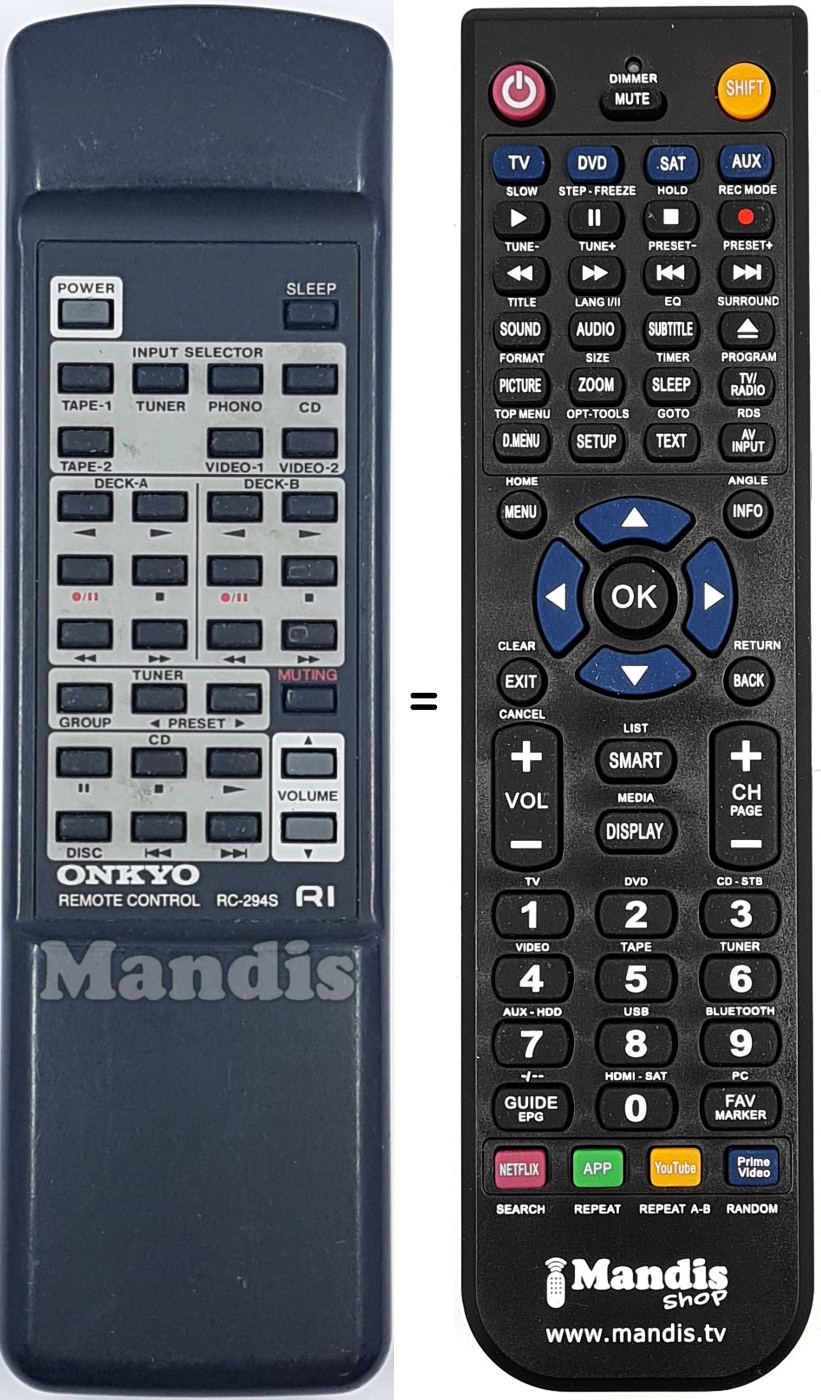 Comandos à distância equivalente RC-294S