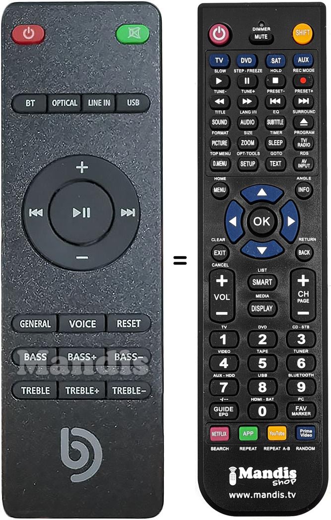 Comandos à distância equivalente bomaker Odine I