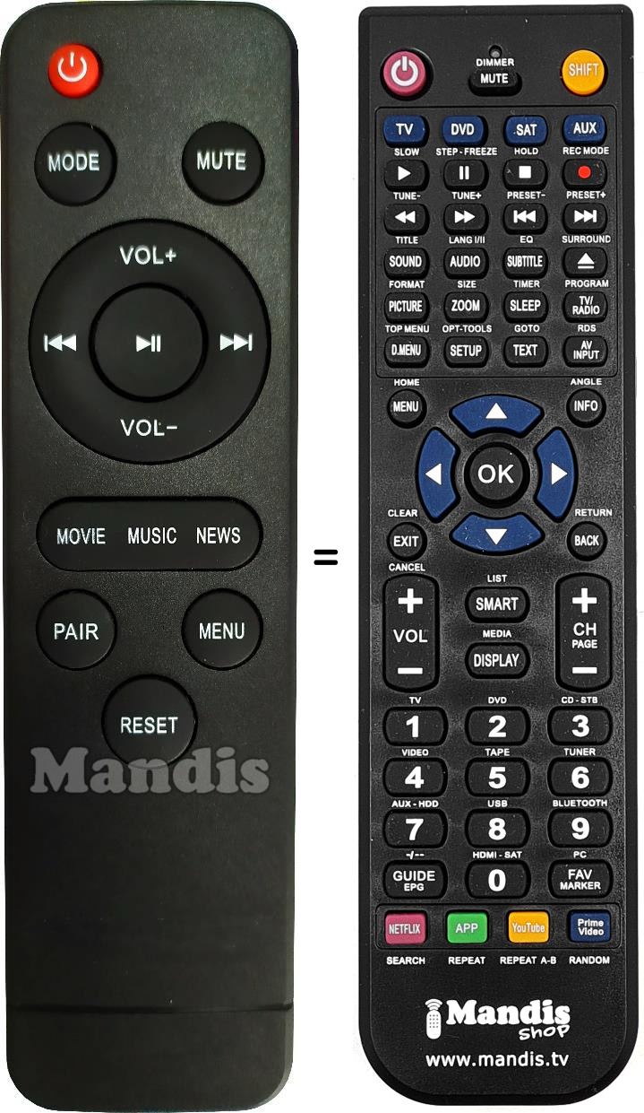 Comandos à distância equivalente bomaker Tapio V