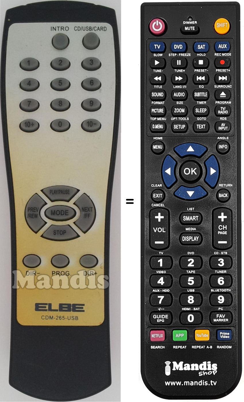 Comandos à distância equivalente CDM-265USB