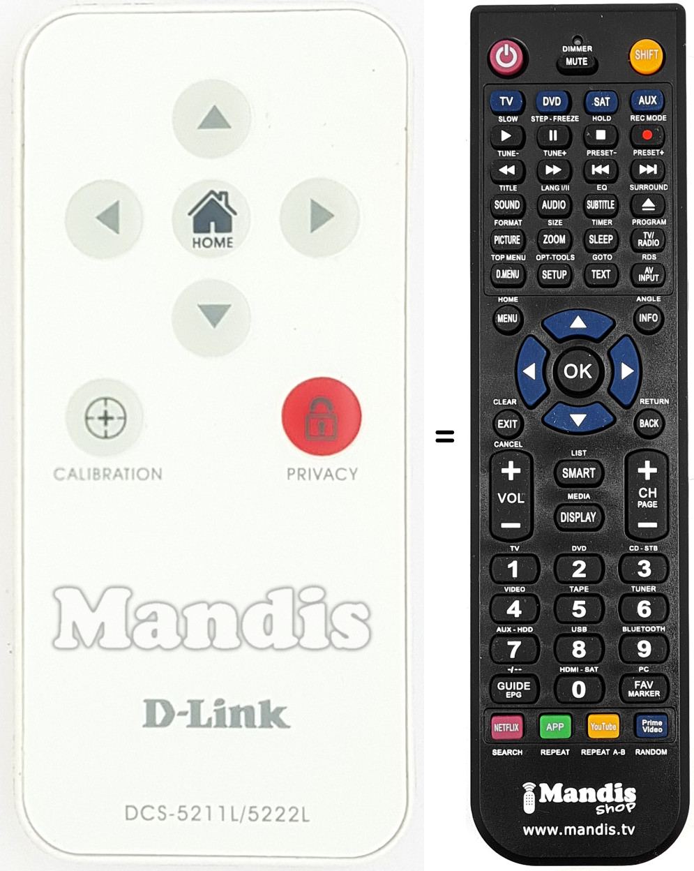Comandos &agrave; dist&acirc;ncia equivalente D-LINK DCS-5222L