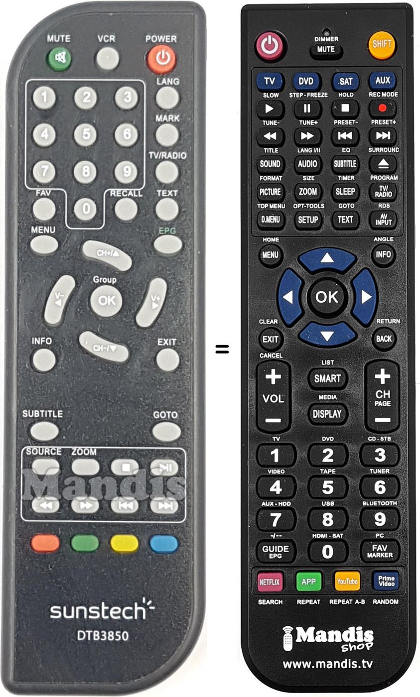 Comandos à distância equivalente DTB3850-2