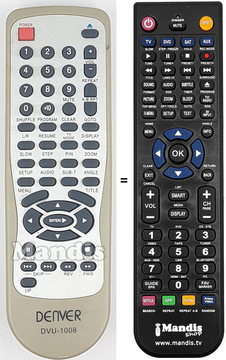 Comandos à distância equivalente DVU-1008