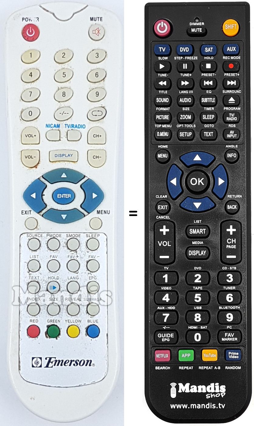 Comandos à distância equivalente Emerson EM-LTC15