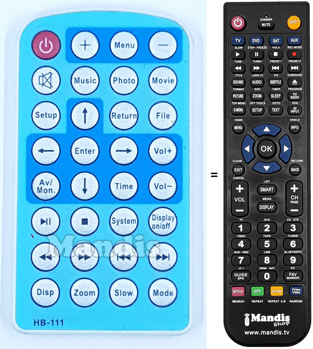 Comandos à distância equivalente HB-111