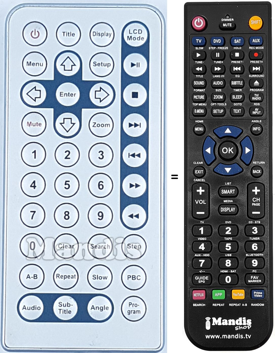 Comandos à distância equivalente JX2001B