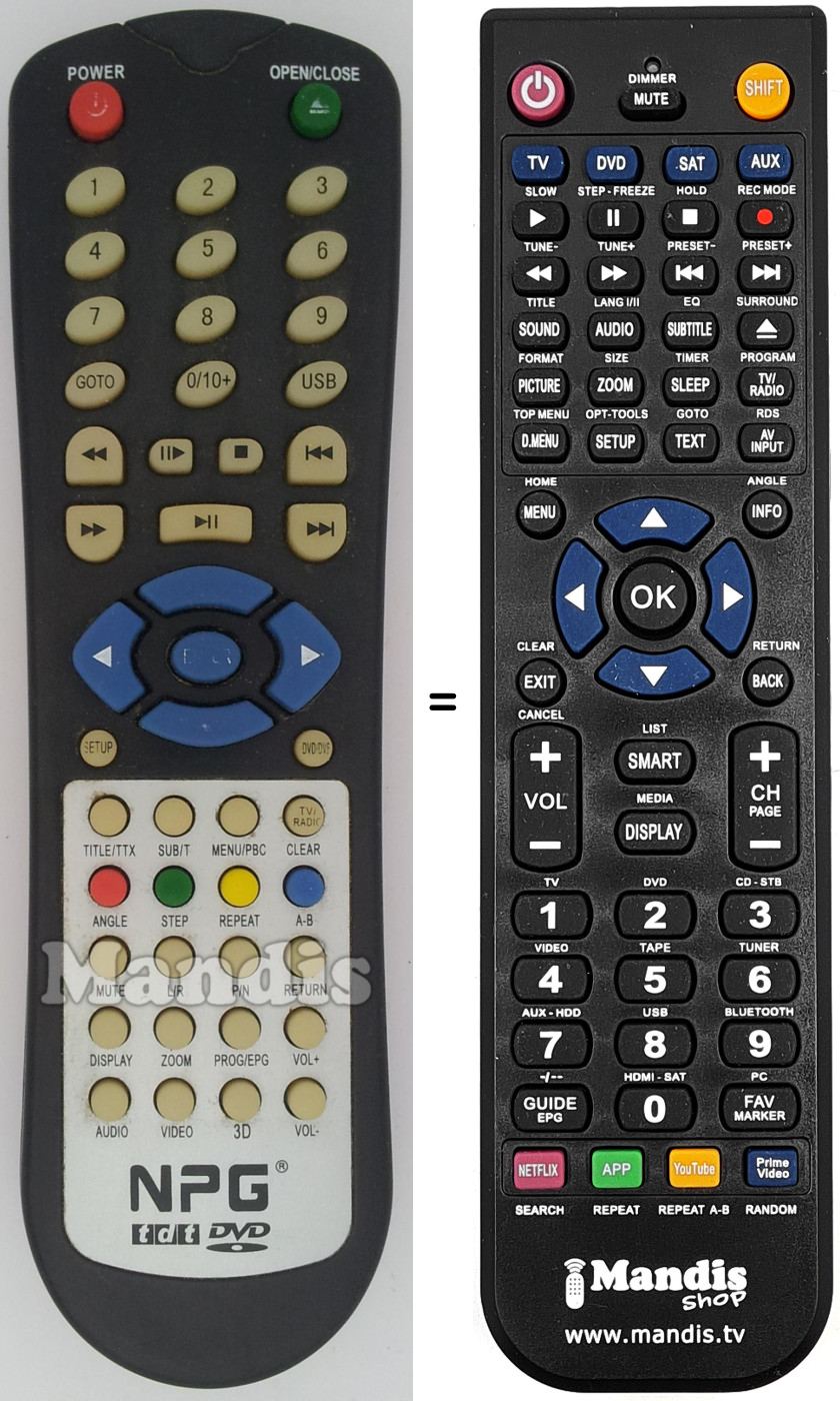 Comandos &agrave; dist&acirc;ncia equivalente NPG009