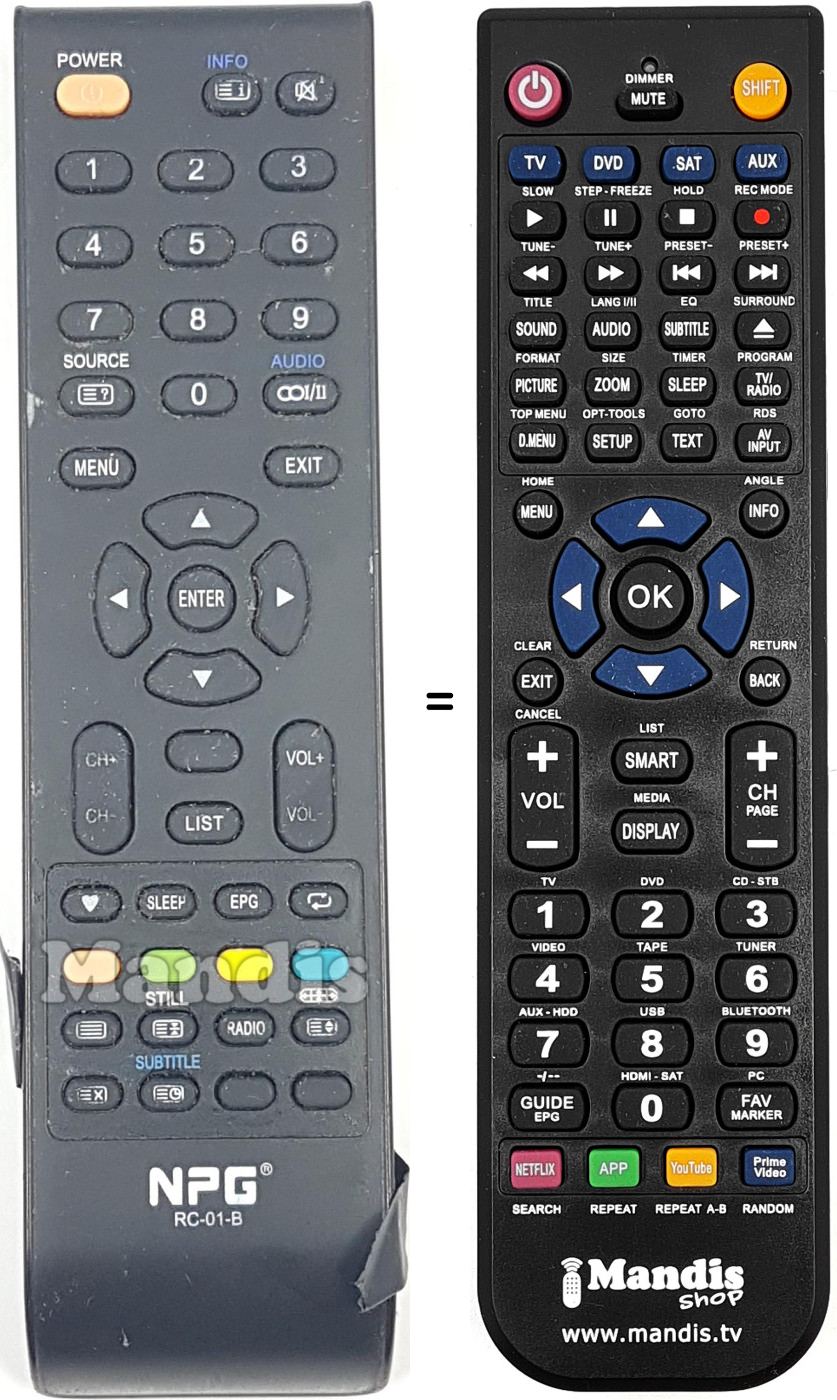 Comandos &agrave; dist&acirc;ncia equivalente RC-01 B