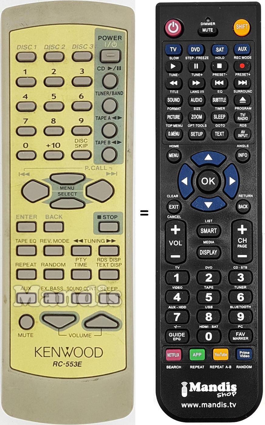 Comandos à distância equivalente RC-553E