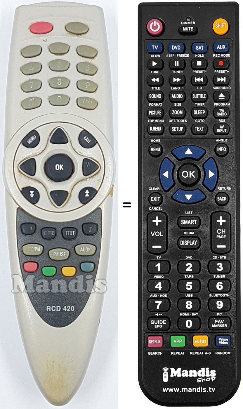 Comandos à distância equivalente RCD420