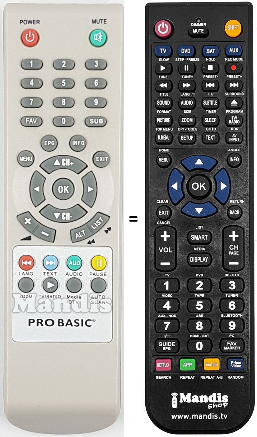 Comandos à distância equivalente REMCON1678