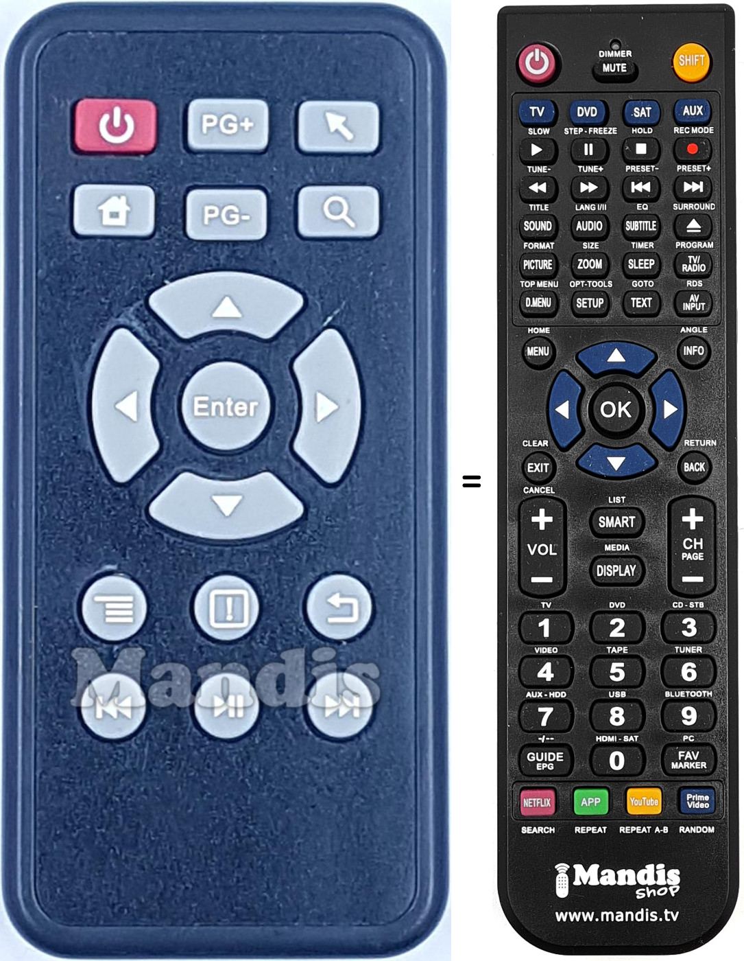 Comandos à distância equivalente REMCON1754