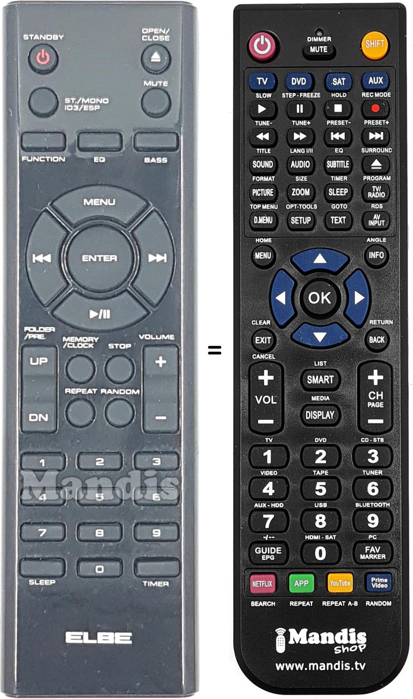 Comandos à distância equivalente REMCON1804