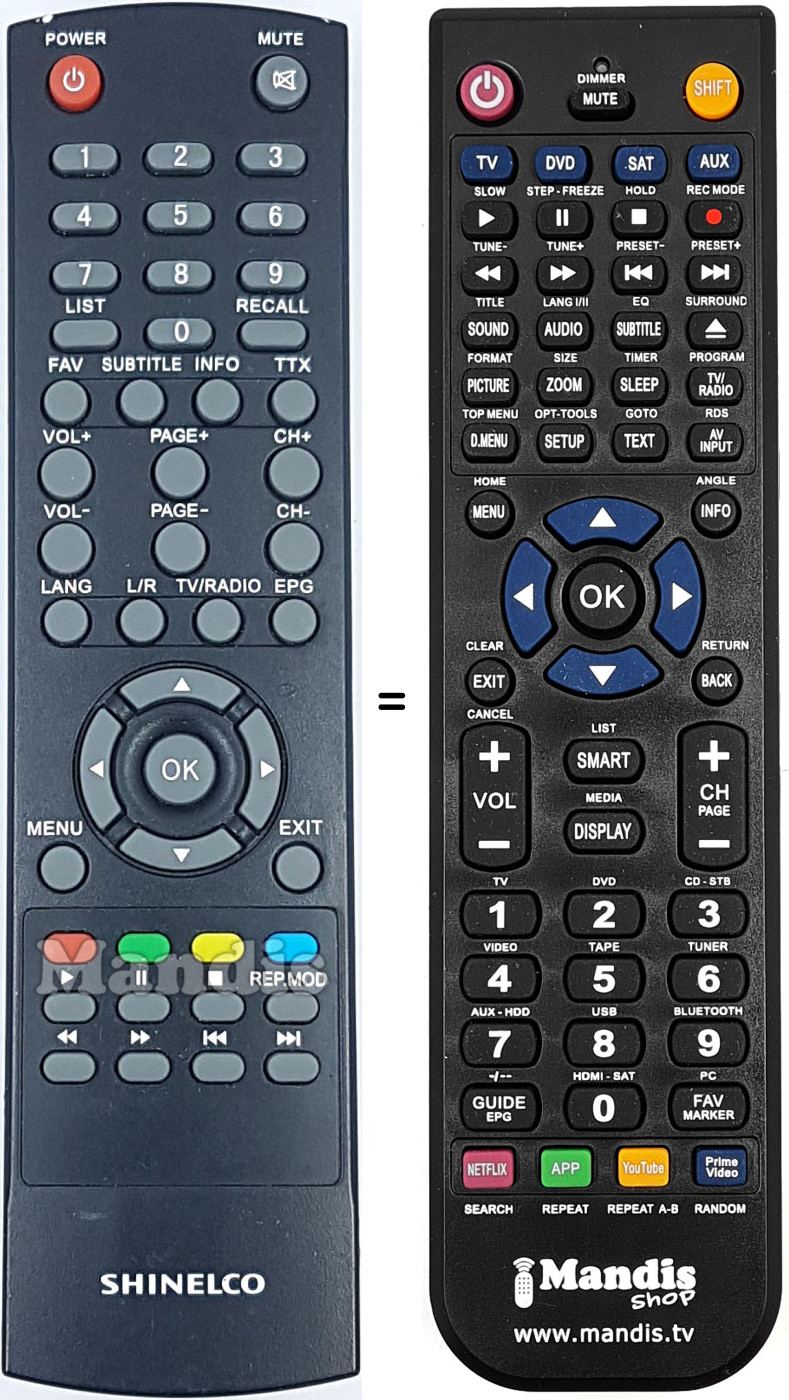 Comandos à distância equivalente REMCON2185