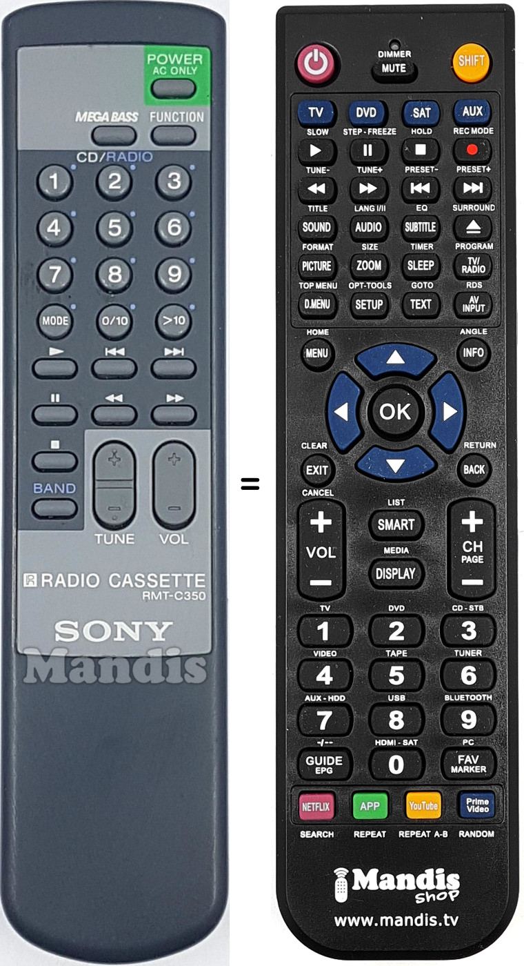 Comandos à distância equivalente RMT-C350