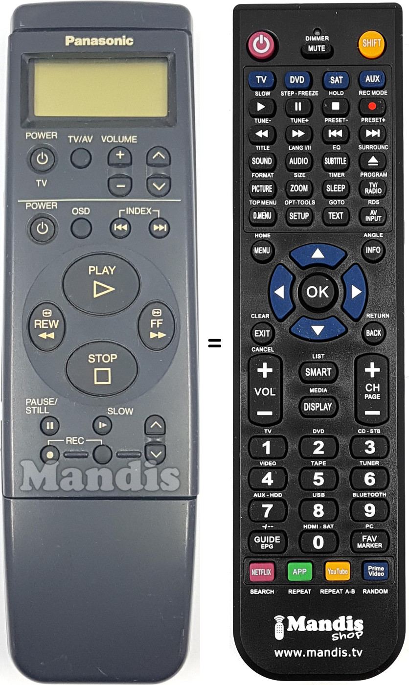 Comandos à distância equivalente Panasonic VEQ1866