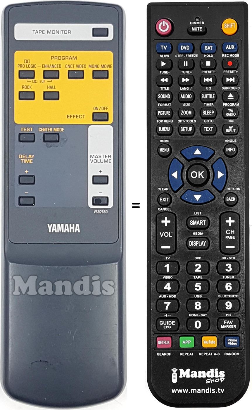 Comandos à distância equivalente Yamaha VS926500