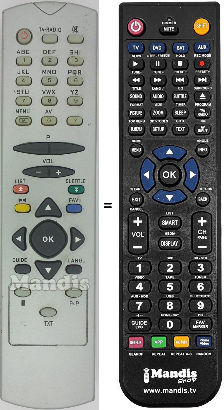 Comandos à distância equivalente Vestel RC 2548